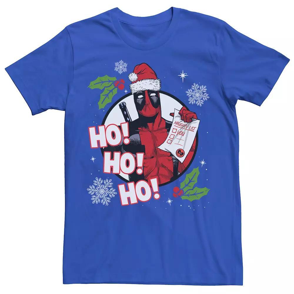 Men's Marvel Deadpool Santa Naughty List Holiday Tee, Size: Large, Royal Product Image