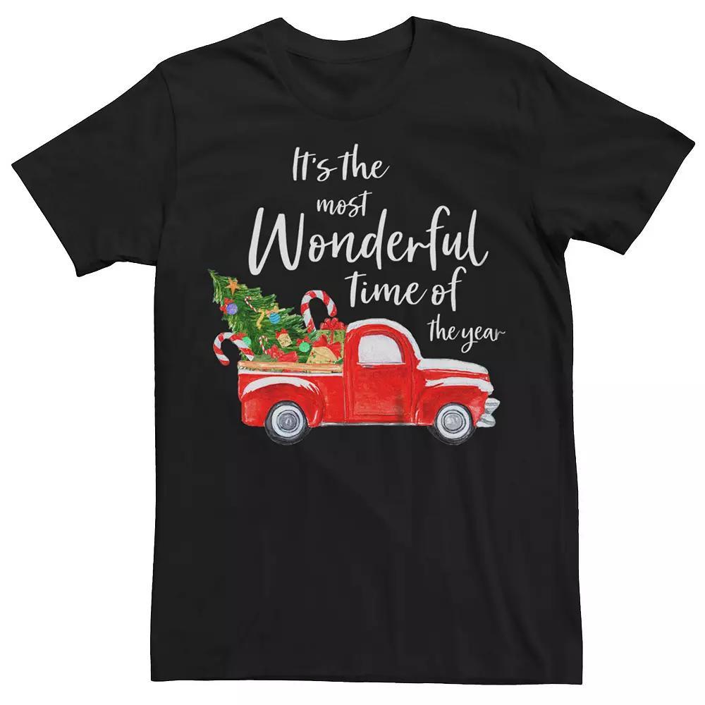 Mens Christmas Most Wonderful Time Of The Year Truck Graphic Tee Grey Product Image