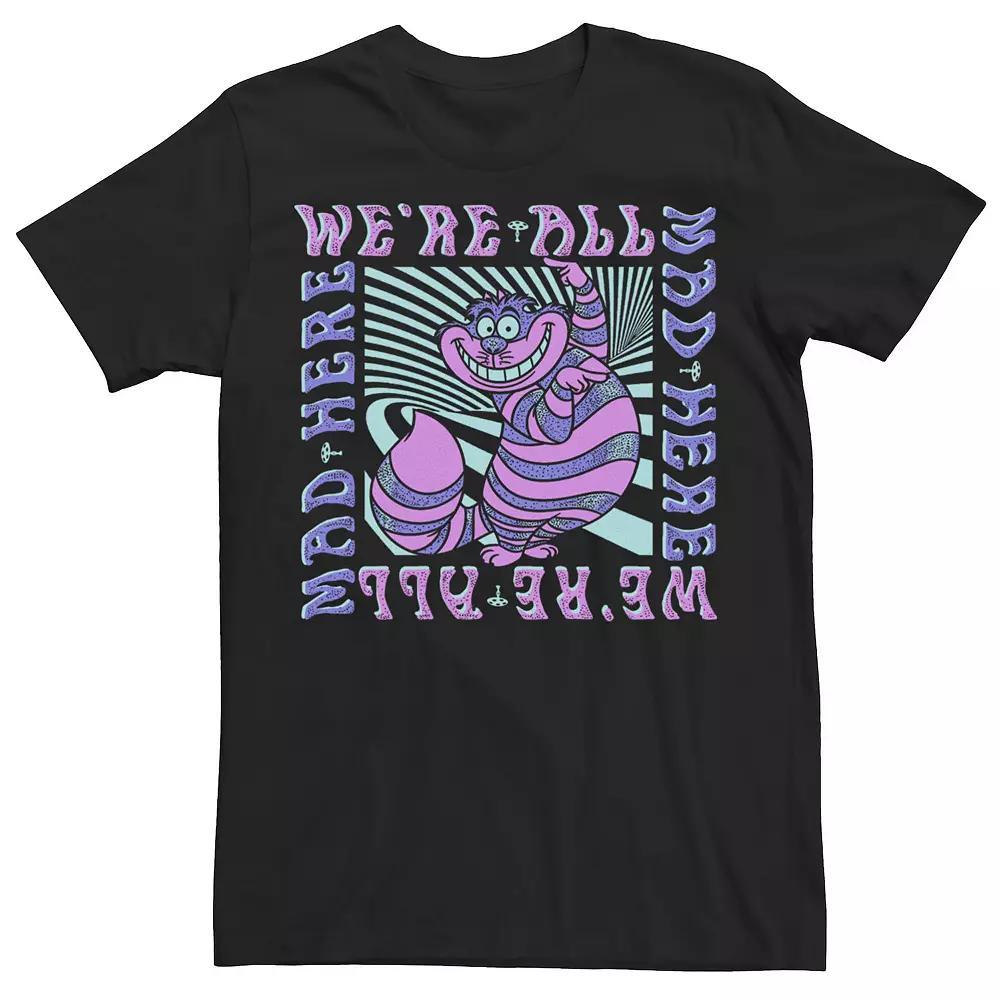 Disney's Alice In Wonderland Cheshire Cat "We're All Mad Here" Men's Tee, Size: 3XL, Grey Product Image
