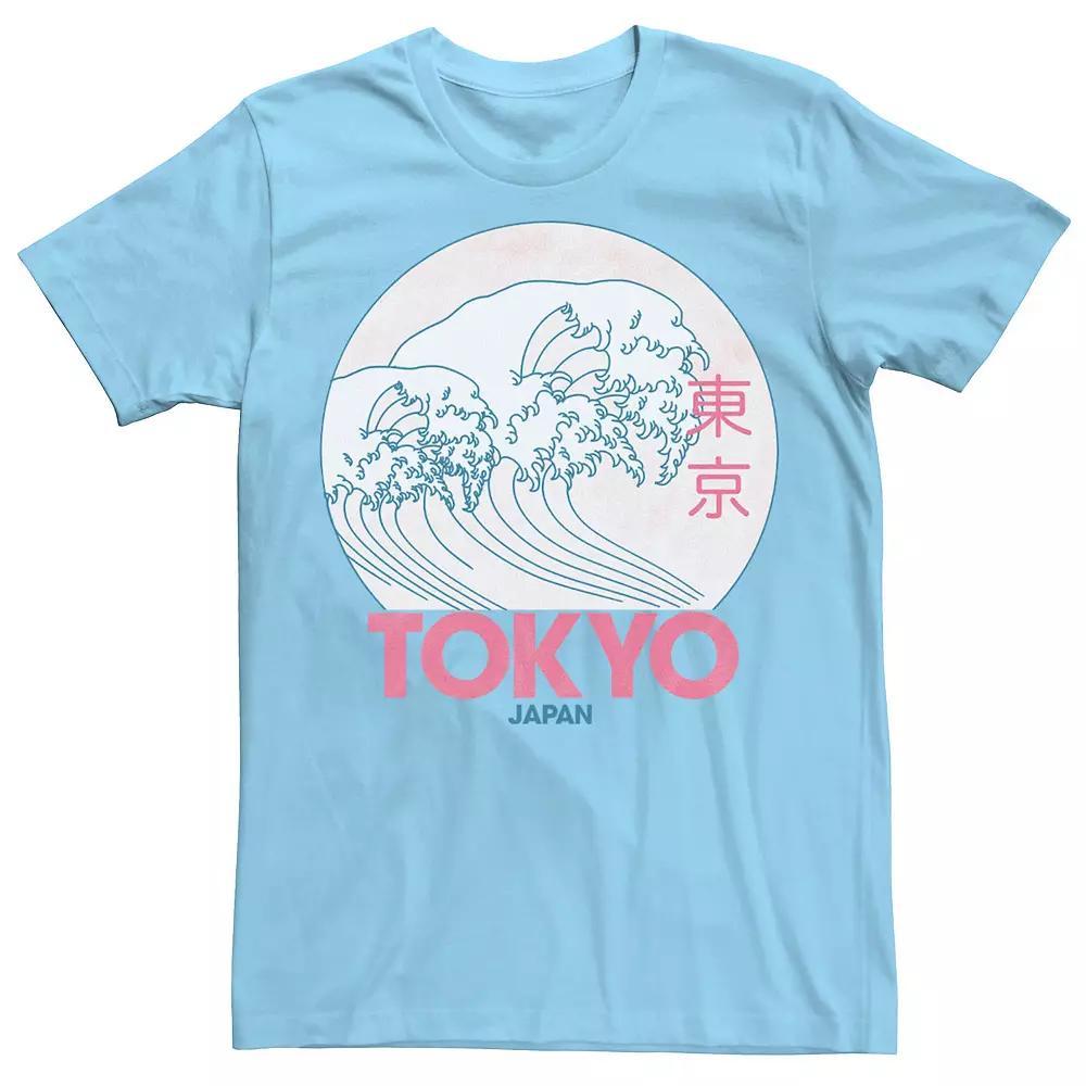 Men's Travel Apparel Tokyo Ocean Waves Tee, Size: 3XL, Light Blue Product Image