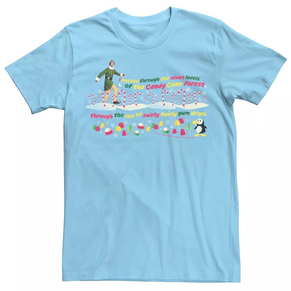 Men's Elf Buddy Seven Levels Of The Candy Cane Forest Text Tee, Size: Small, Light Blue Product Image