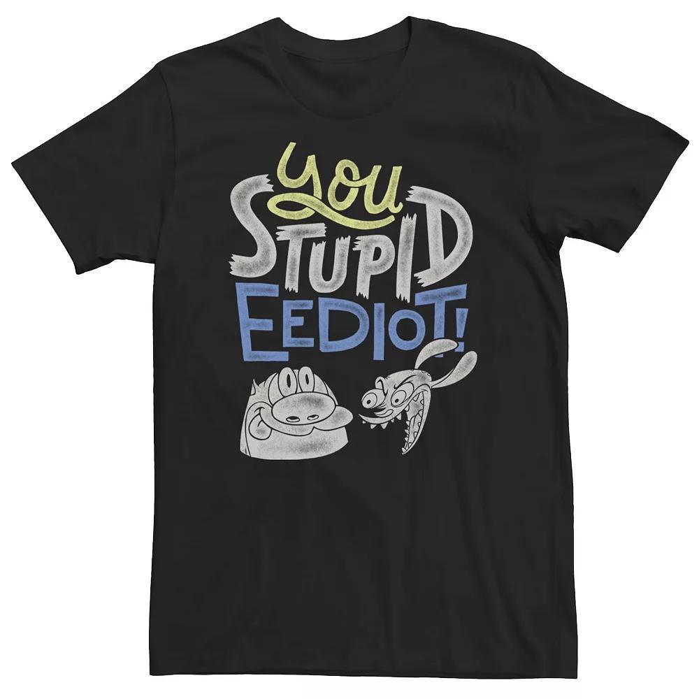 Big & Tall Nickelodeon Ren And Stimpy You Stupid Eediot Text Colors Tee, Men's, Size: 3XL Tall, Black Product Image