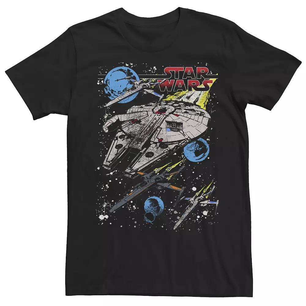 Men's Star Wars The Force Awakens Millennium Falcon Blue Squadron Tee, Size: XXL, Black Product Image