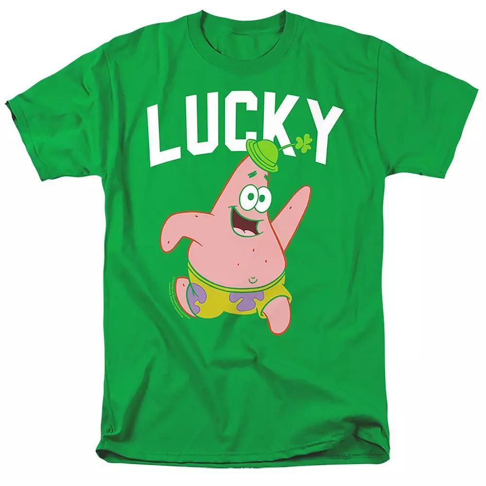 Men's SpongeBob Lucky Patrick Graphic Tee, Size: Small, Dark Green Product Image