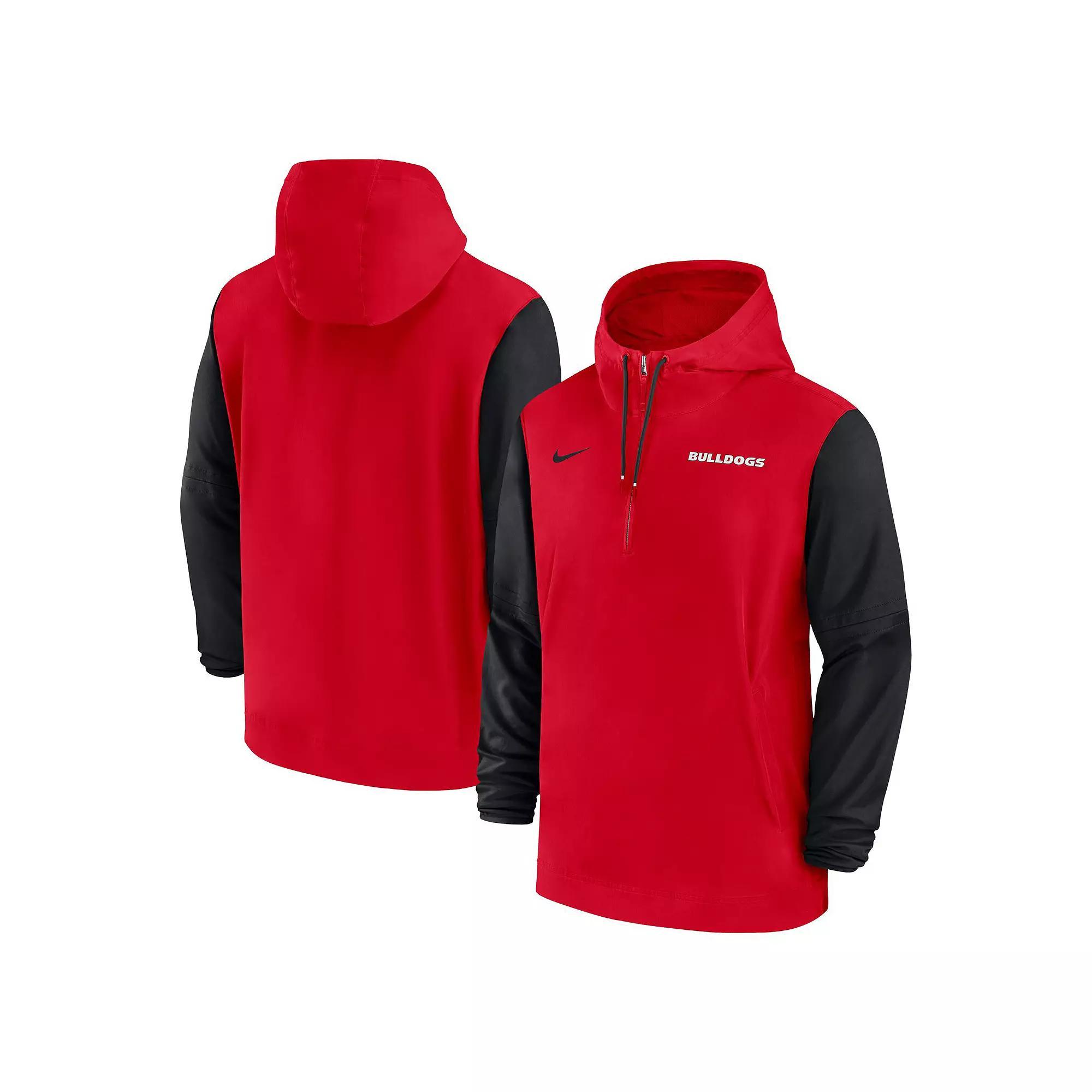 Men's Nike Red Georgia Bulldogs 2024 Sideline Pregame Player Half-Zip Hoodie, Size: Medium Product Image