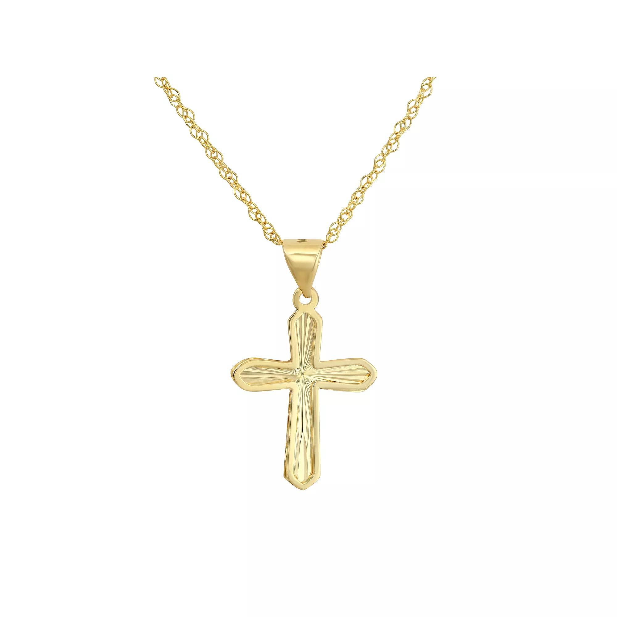Taylor Grace 10k Gold Diamond Cut Cross Pendant Necklace, Women's, Size: 18" Product Image