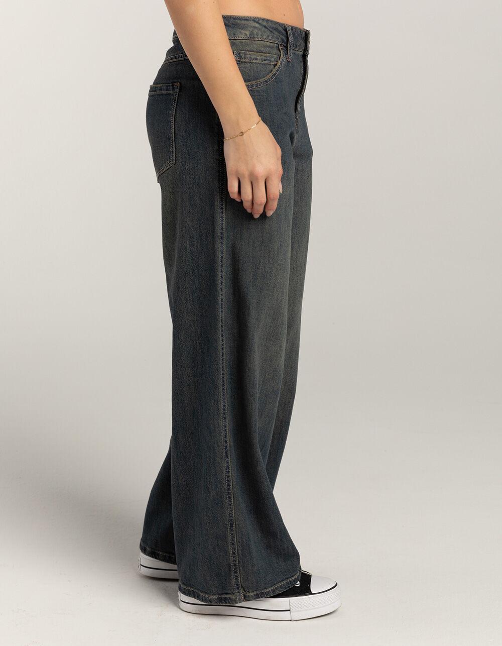 RSQ Womens Low Rise Slouch Wide Leg Tinted Jeans - DARK TINT Product Image