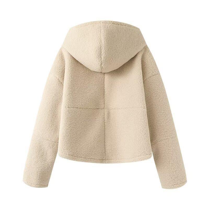 Hooded Plain Fleece Zip Up Jacket Product Image
