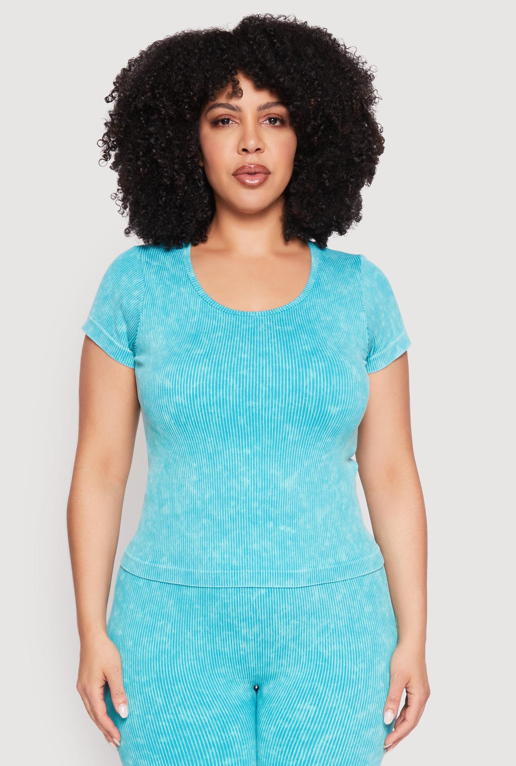 Womens Plus Size Compression Rib Seamless Mineral Wash Top Product Image