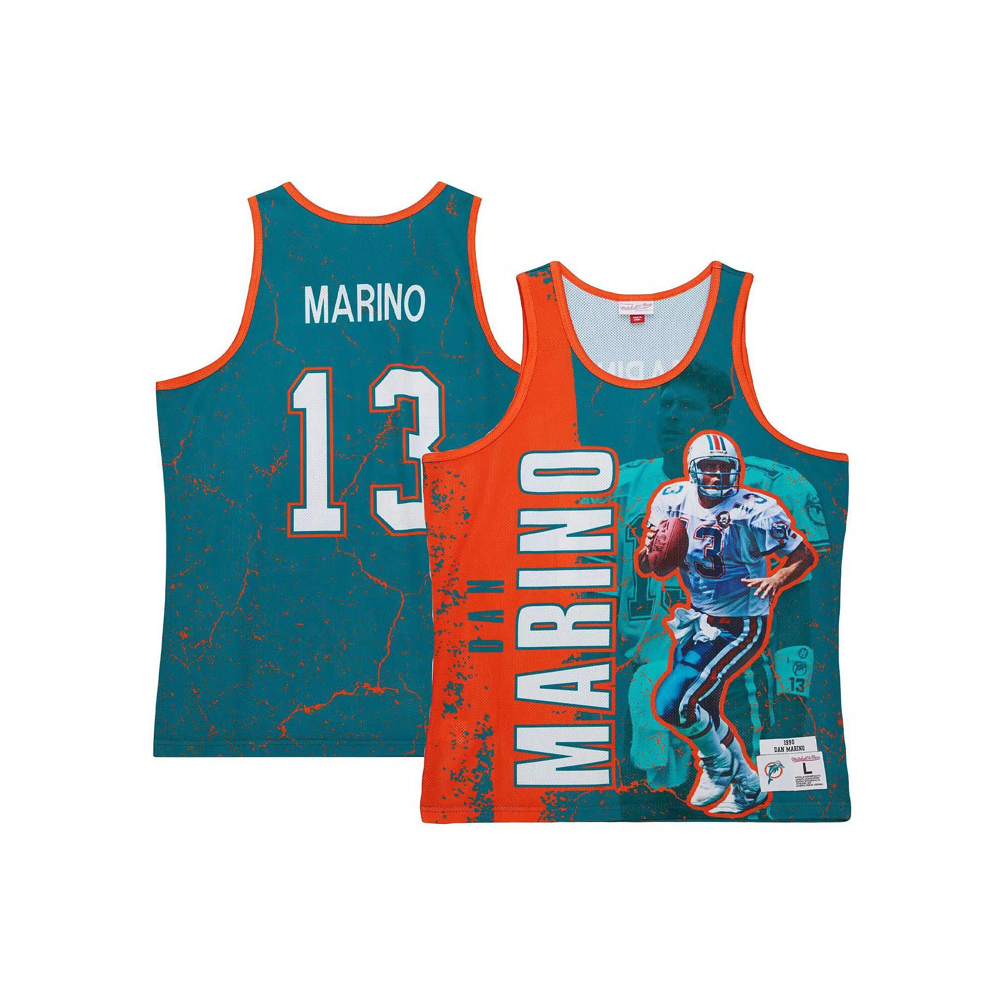 Men's Mitchell & Ness Dan Marino Aqua Miami Dolphins 1990 Player Burst Tank Top, Size: Small, Turquoise A Product Image