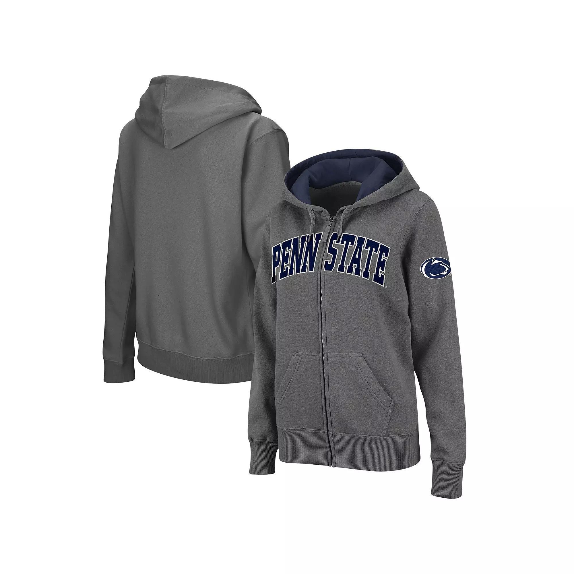 Women's Colosseum  Charcoal Penn State Nittany Lions Arched Name Full-Zip Hoodie, Size: Medium Product Image