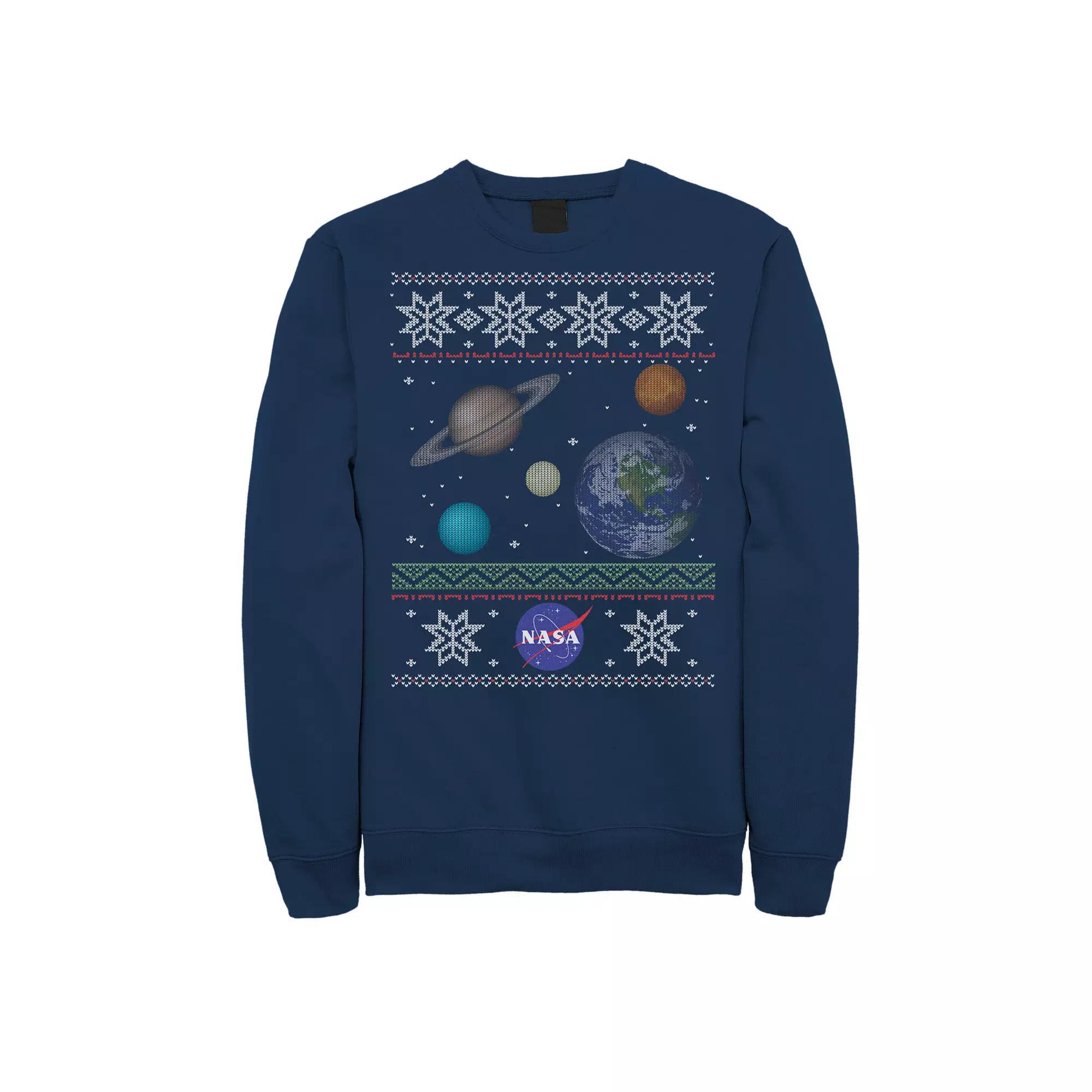 Men's NASA Solar System Christmas Sweatshirt, Size: XL, Blue Product Image