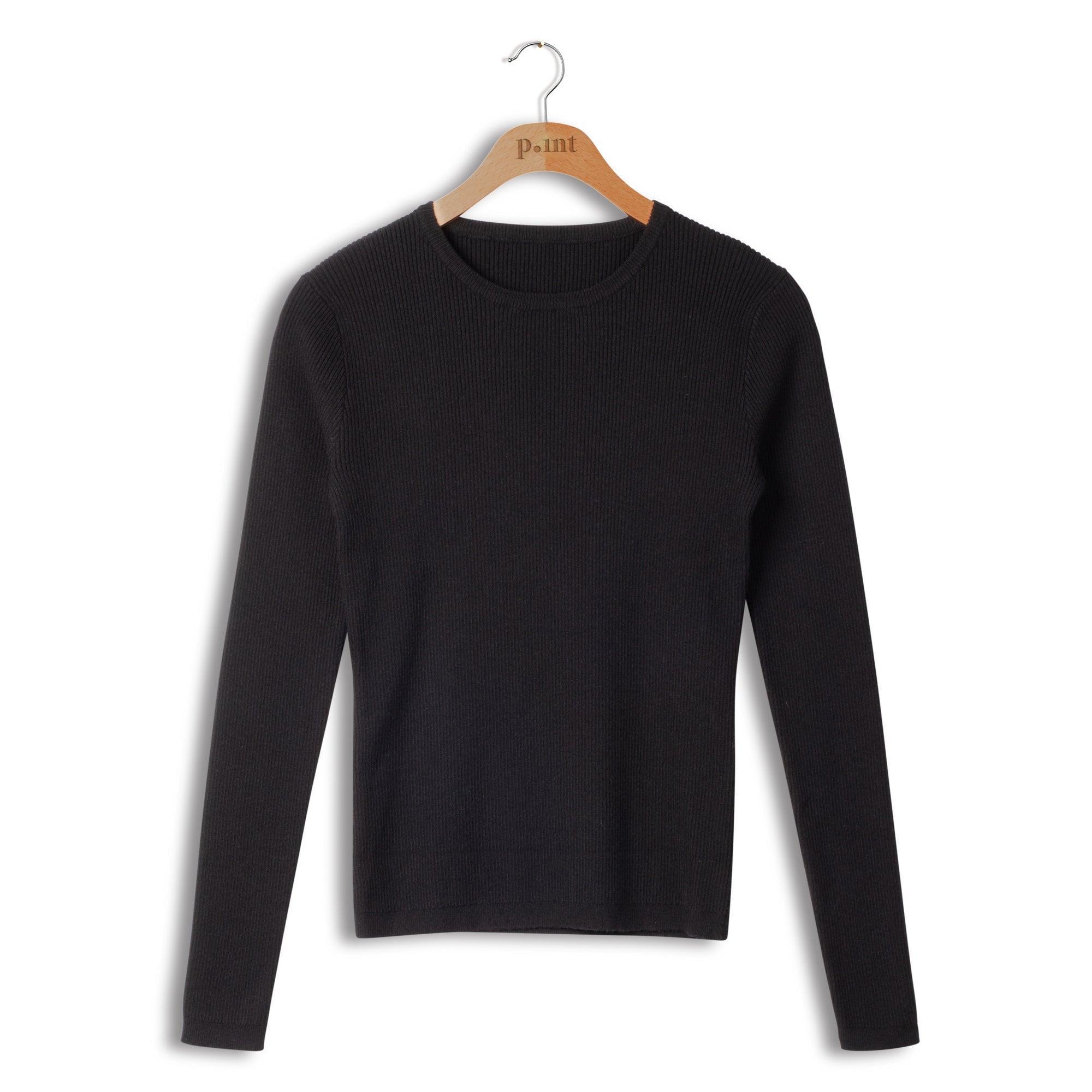 Point Rib Knit Crew Top Product Image