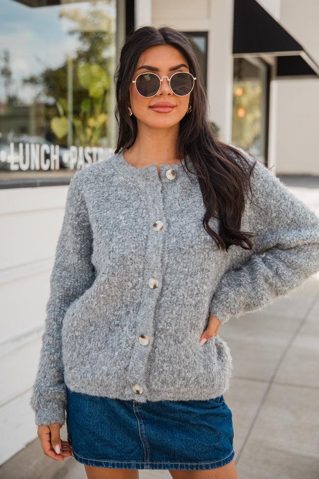 Seasonal Shift Grey Boucle Cardigan Jacket FINAL SALE Product Image