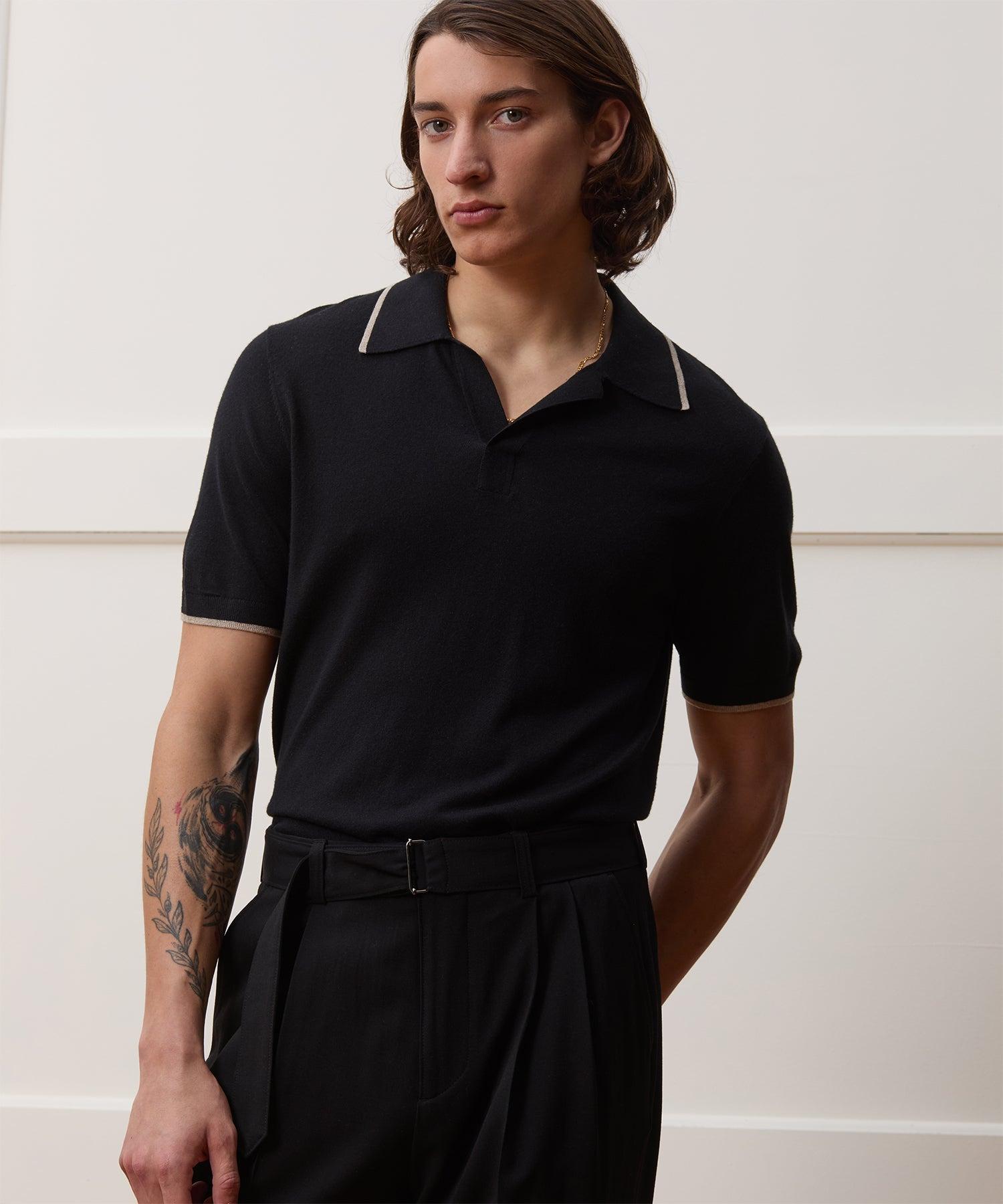 Silk-Cashmere Tipped Sweater Polo Product Image