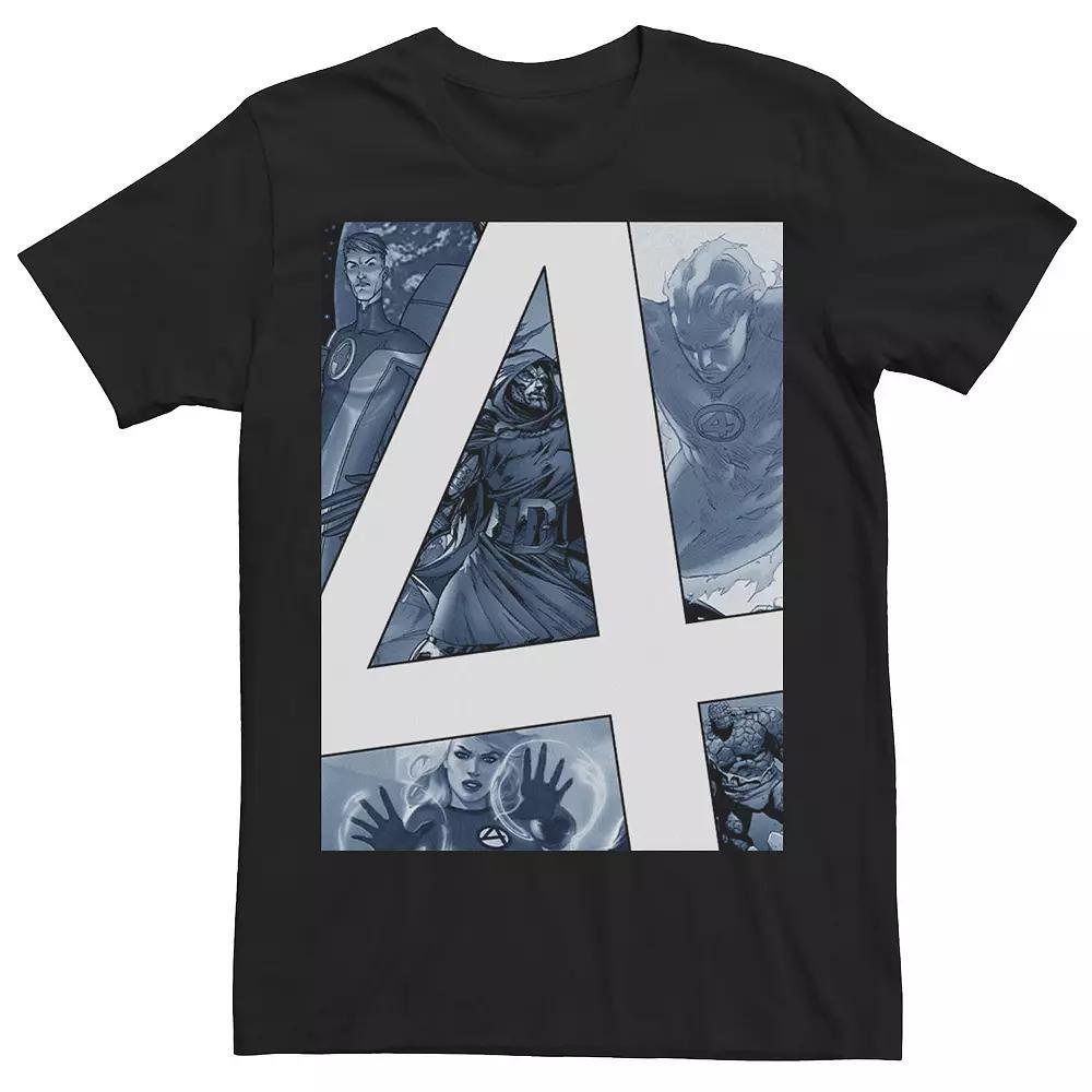 Men's Marvel Fantastic Four Slanted Numeral Center Logo Tee, Size: Medium, Black Product Image