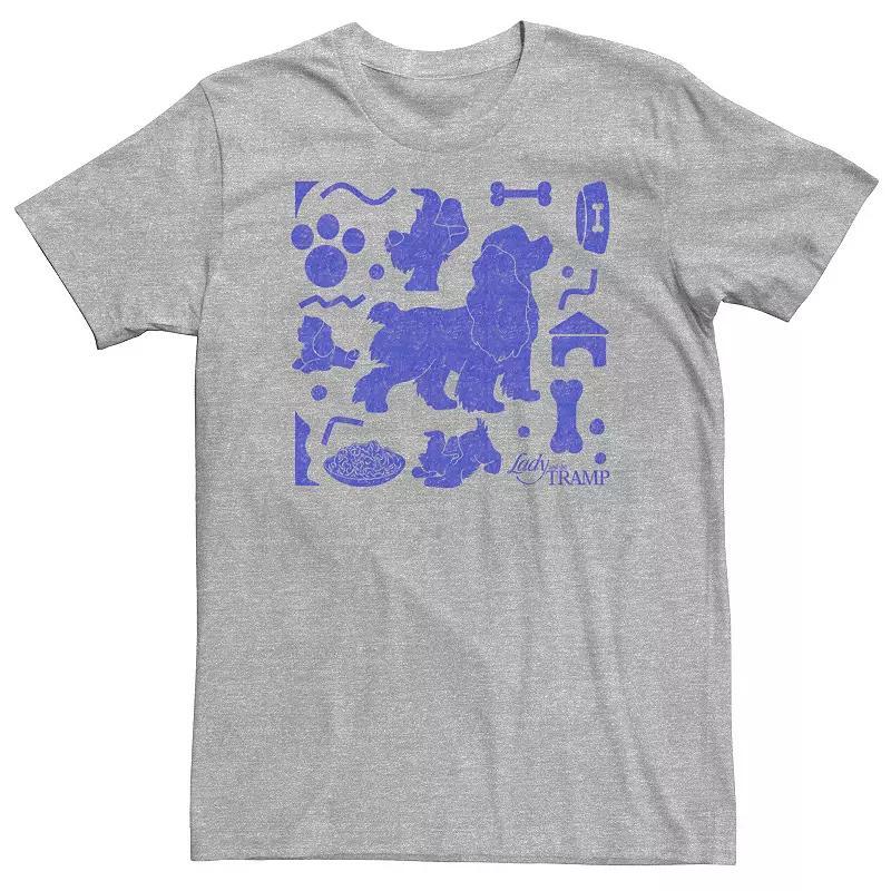 Big & Tall Disney Lady And The Tramp Silhouette Icons Tee, Men's, Size: XXL Tall, Athletic Grey Product Image