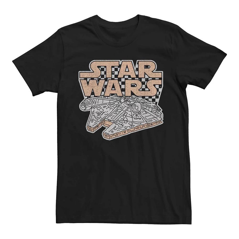 Mens Star Wars Millennium Falcon Retro Checkered Graphic Tee Product Image