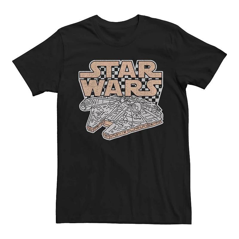 Mens Star Wars Millennium Falcon Retro Checkered Graphic Tee Product Image