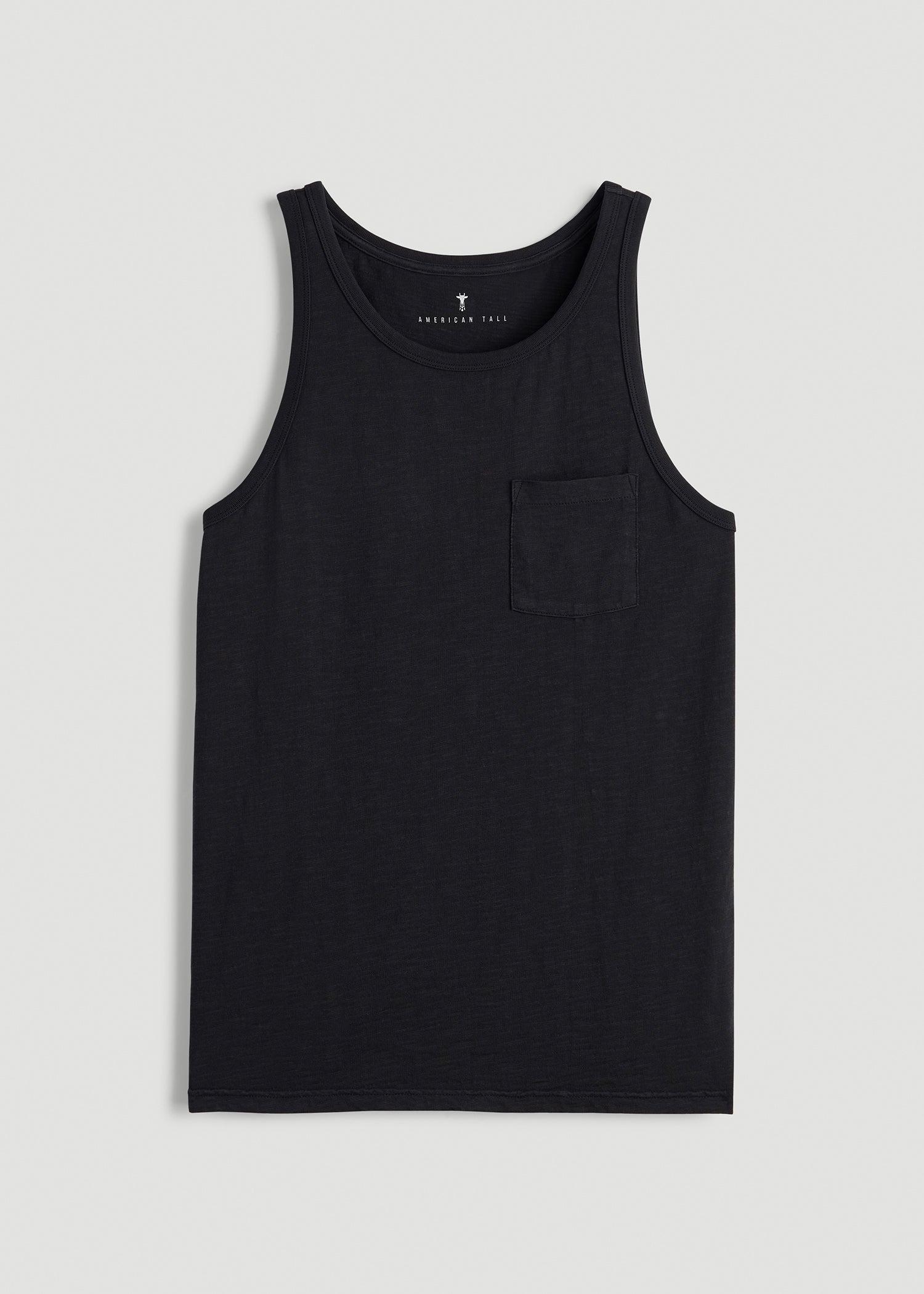 Garment Dyed Slub Pocket Tall Men's Tank Top in Black Product Image