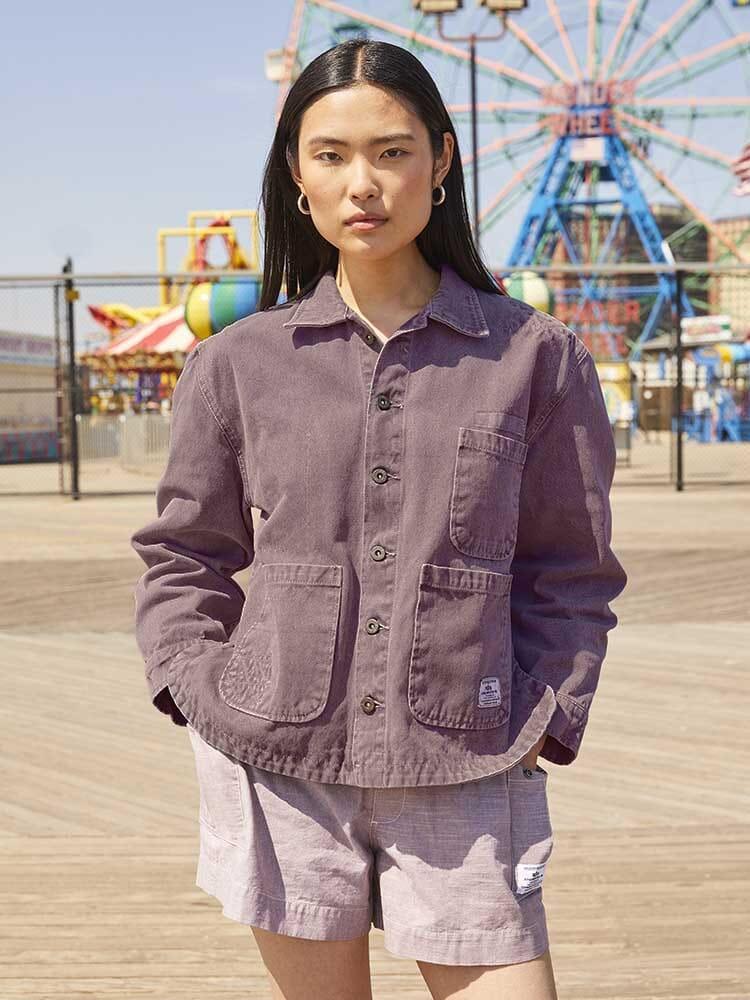 WOMEN'S CANVAS CHORE COAT - CLASSIC BUTTON-DOWN - DUSTY PURPLE / M Product Image