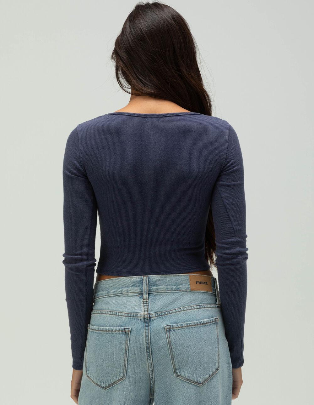 TILLYS Square Neck Womens Long Sleeve Tee - HEATHER GRAY Product Image