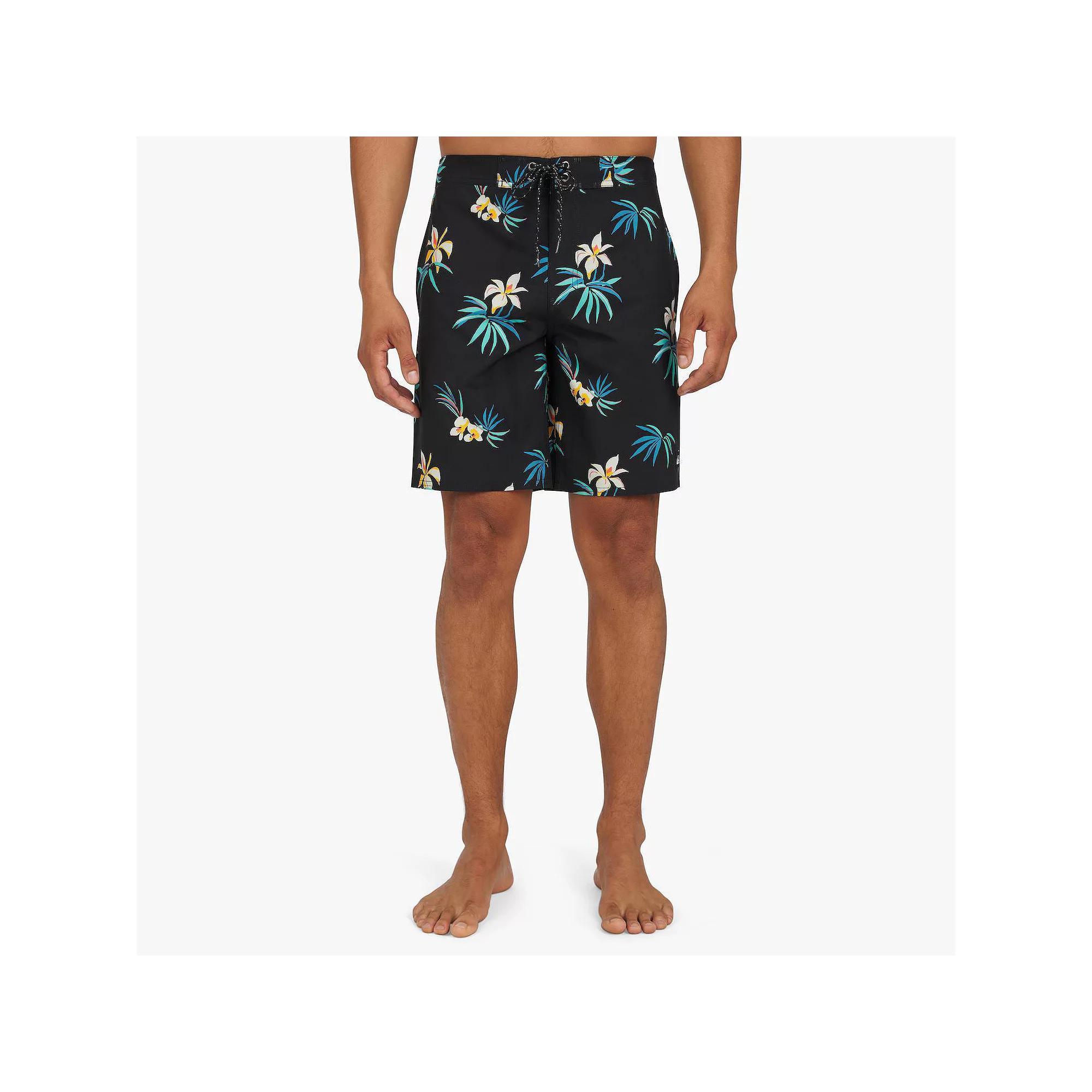 Men's Quiksilver 9.5" Floral Elastic Waist Boardshorts, Size: XXL, Black Product Image