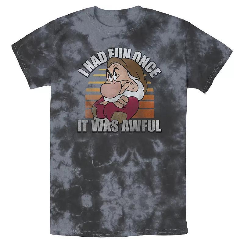 Men's Disney Snow White Grumpy I Had Fun Once It Was Awful Bomabrd Wash Tee, Boy's, Size: XXL, Black Grey Product Image