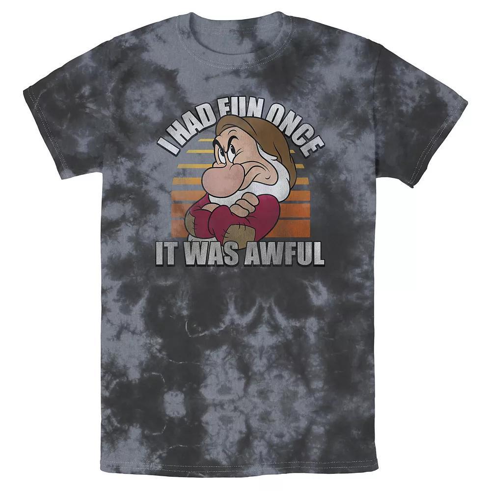 Men's Disney Snow White Grumpy I Had Fun Once It Was Awful Bomabrd Wash Tee, Boy's, Size: XXL, Black Grey Product Image