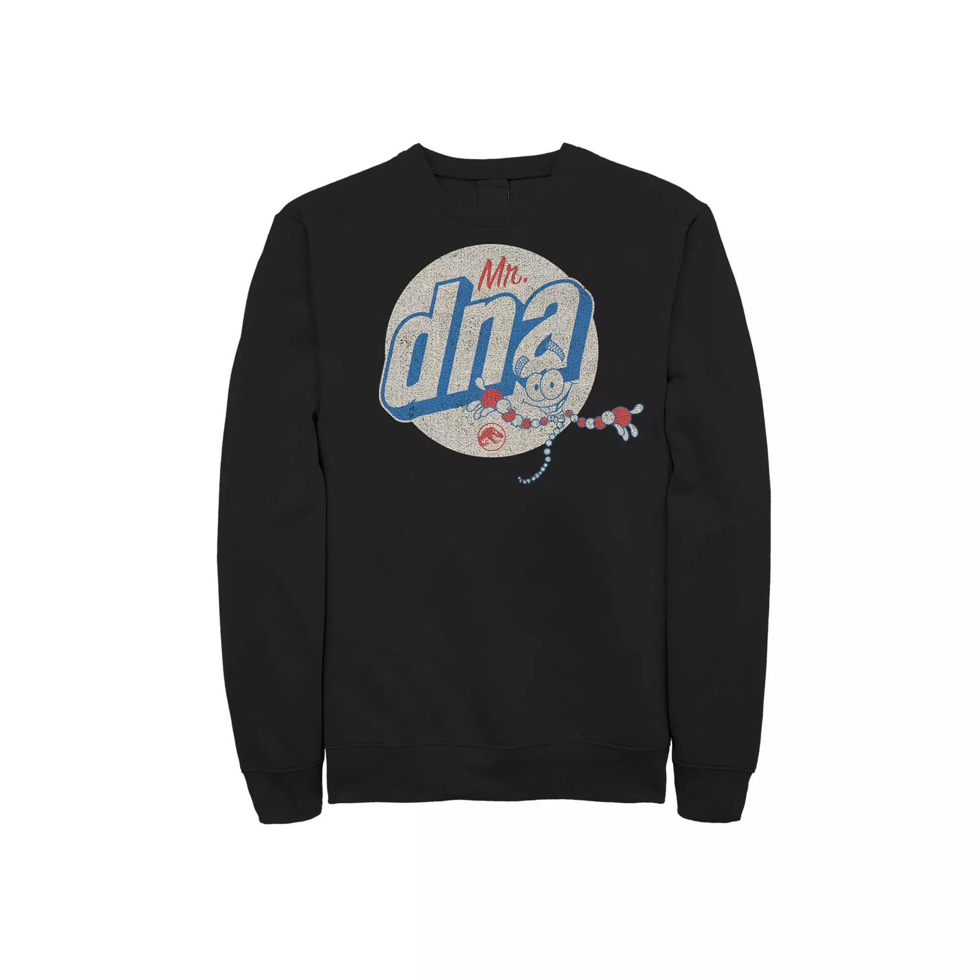 Men's Jurassic World Vintage Mr. DNA Logo Sweatshirt, Size: Small, Grey Heather Product Image