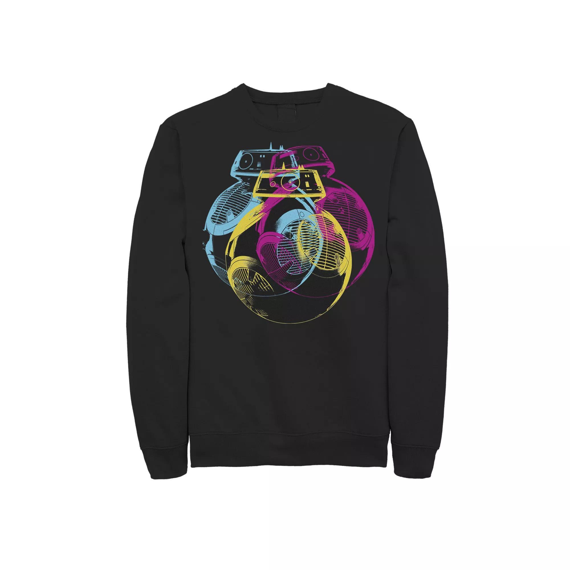 Men's Star Wars BB-9E Colorful Neon Portrait Sweatshirt, Size: XXL, Black Product Image