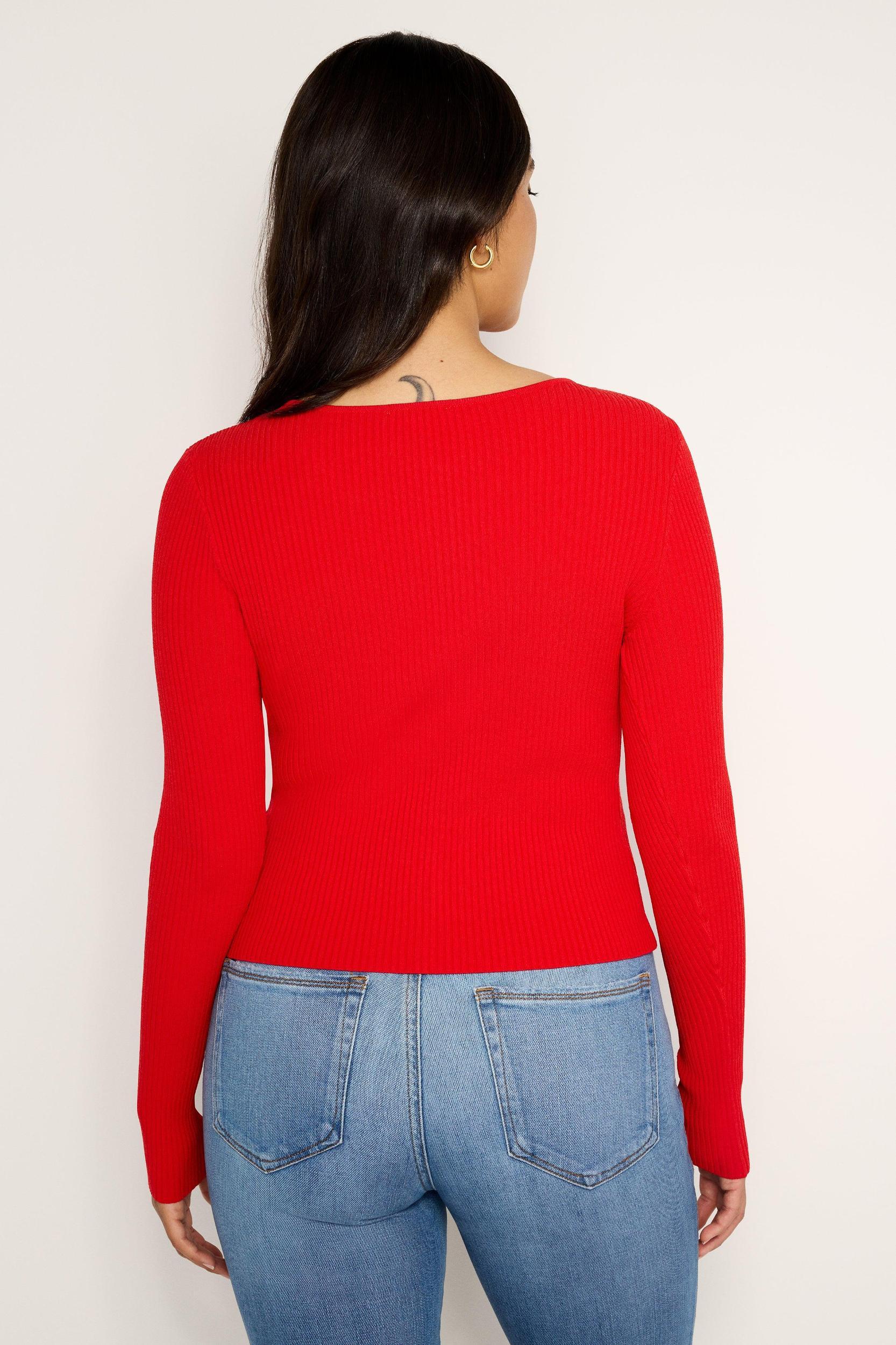 STRETCH RIB KNIT SWEATER | GRENADINE003 Product Image