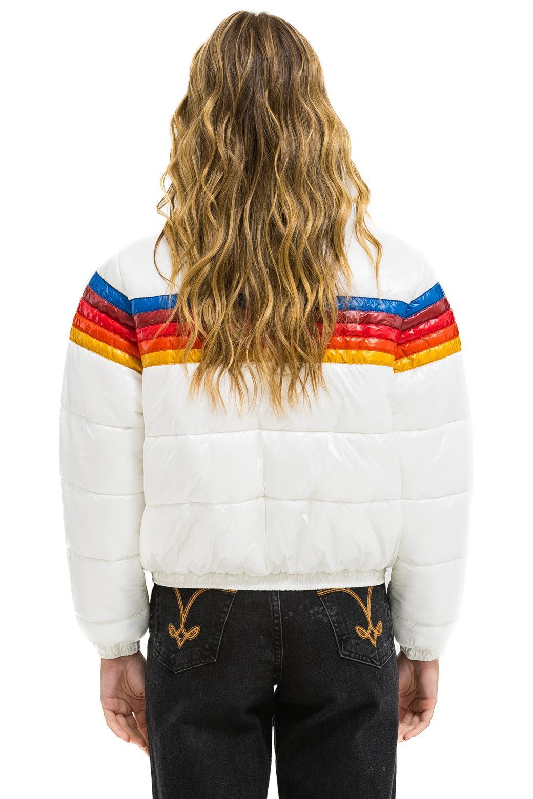 5 STRIPE LUXE APRES PUFFER JACKET - GLOSSY WHITE Female Product Image