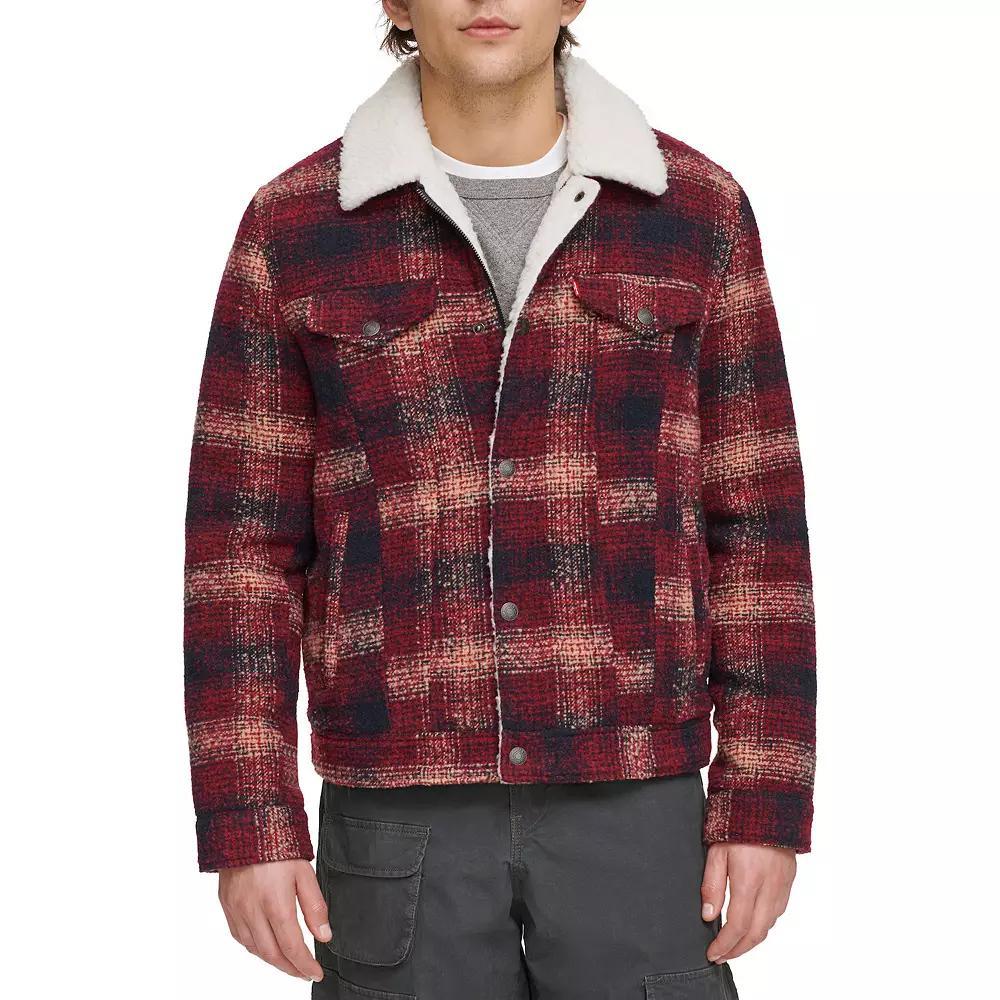 Men's Levi's® Faux Wool Sherpa Lined Trucker Jacket, Size: XL, Red Product Image
