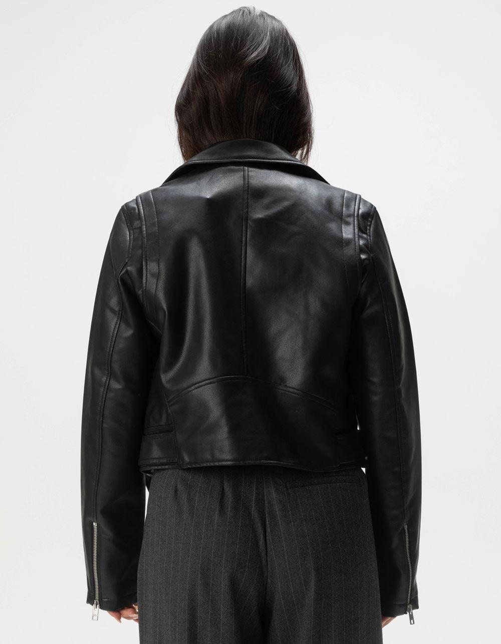 JJXX Jose Womens Faux Leather Biker Jacket - BLACK Product Image
