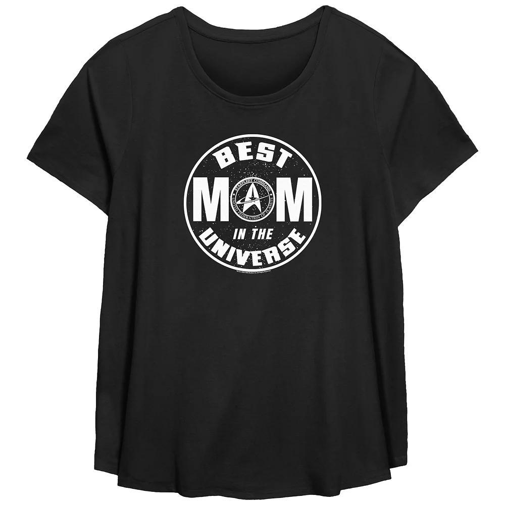 Plus Size Star Trek Best Mom In The Universe Scoop Hem Flowy Graphic Tee, Women's, Size: 0X, Black Product Image