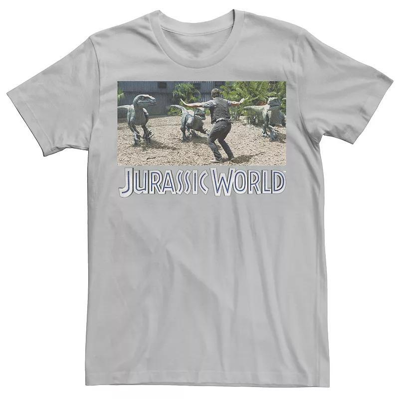 Men's Jurassic World Owen Raptor Pack Trainer Graphic Tee, Size: Small, Silver Product Image