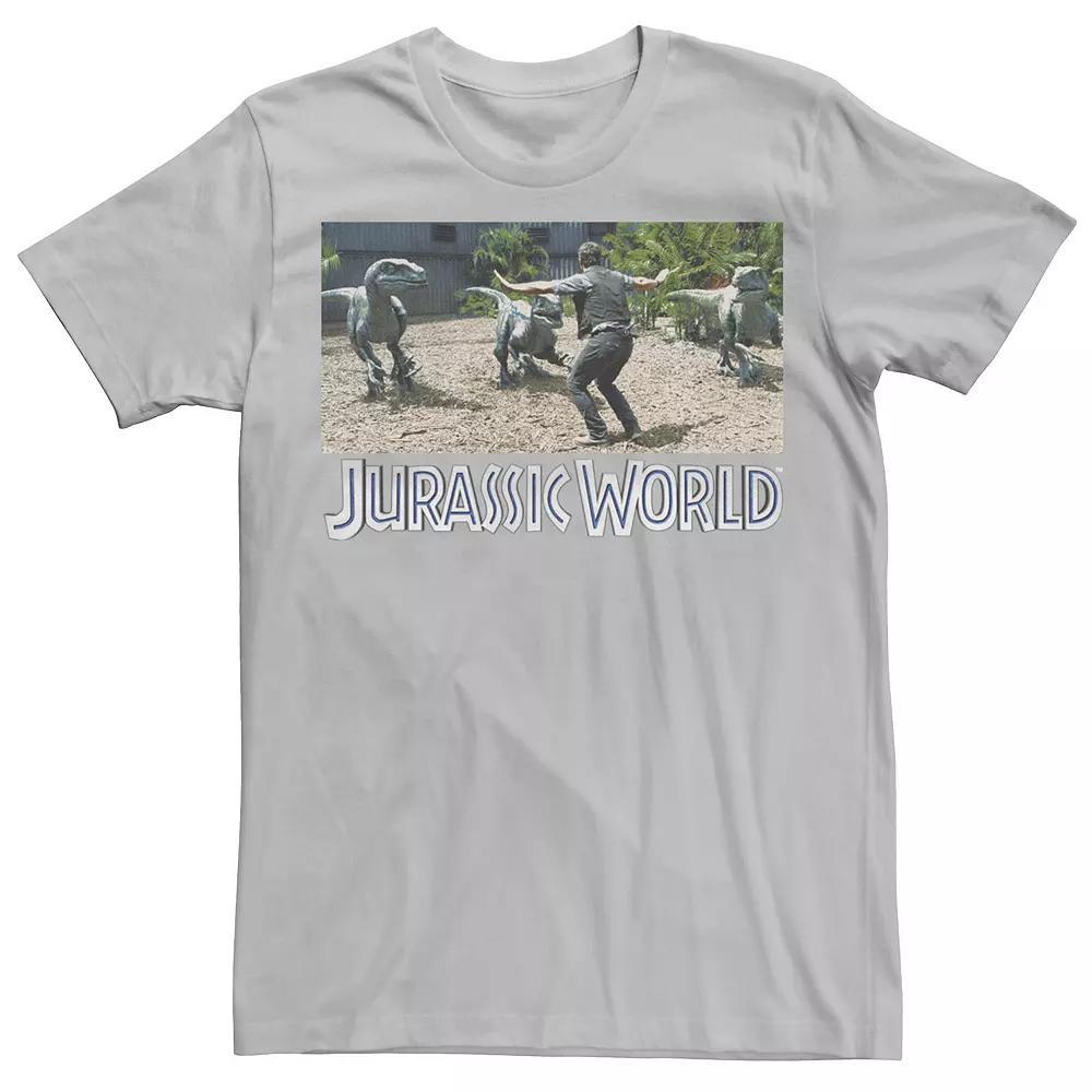 Men's Jurassic World Owen Raptor Pack Trainer Graphic Tee, Size: Small, Silver Product Image
