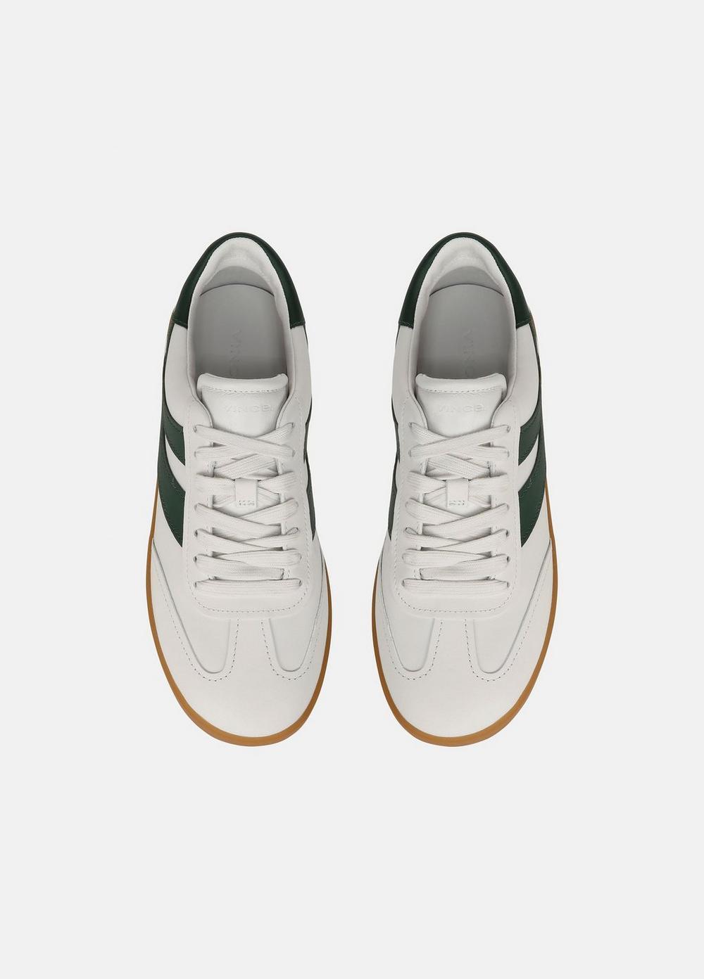 Mens Oasis Leather Sneaker, Chalk White/pine Green, Size 10 Vince Product Image