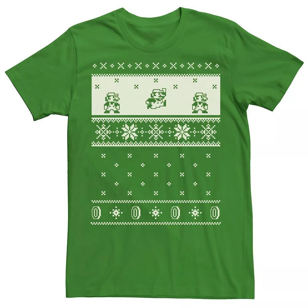 Mens Nintendo Super Mario Christmas Cream Pattern Tee Kelly Grey Product Image