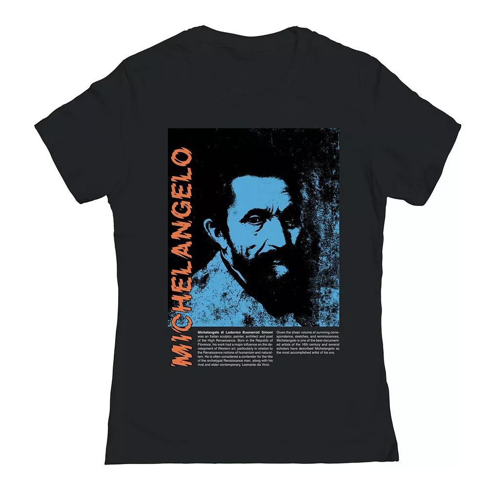Junior's Michelangelo Womens Graphic Tee, Girl's, Size: XXL, Black Product Image