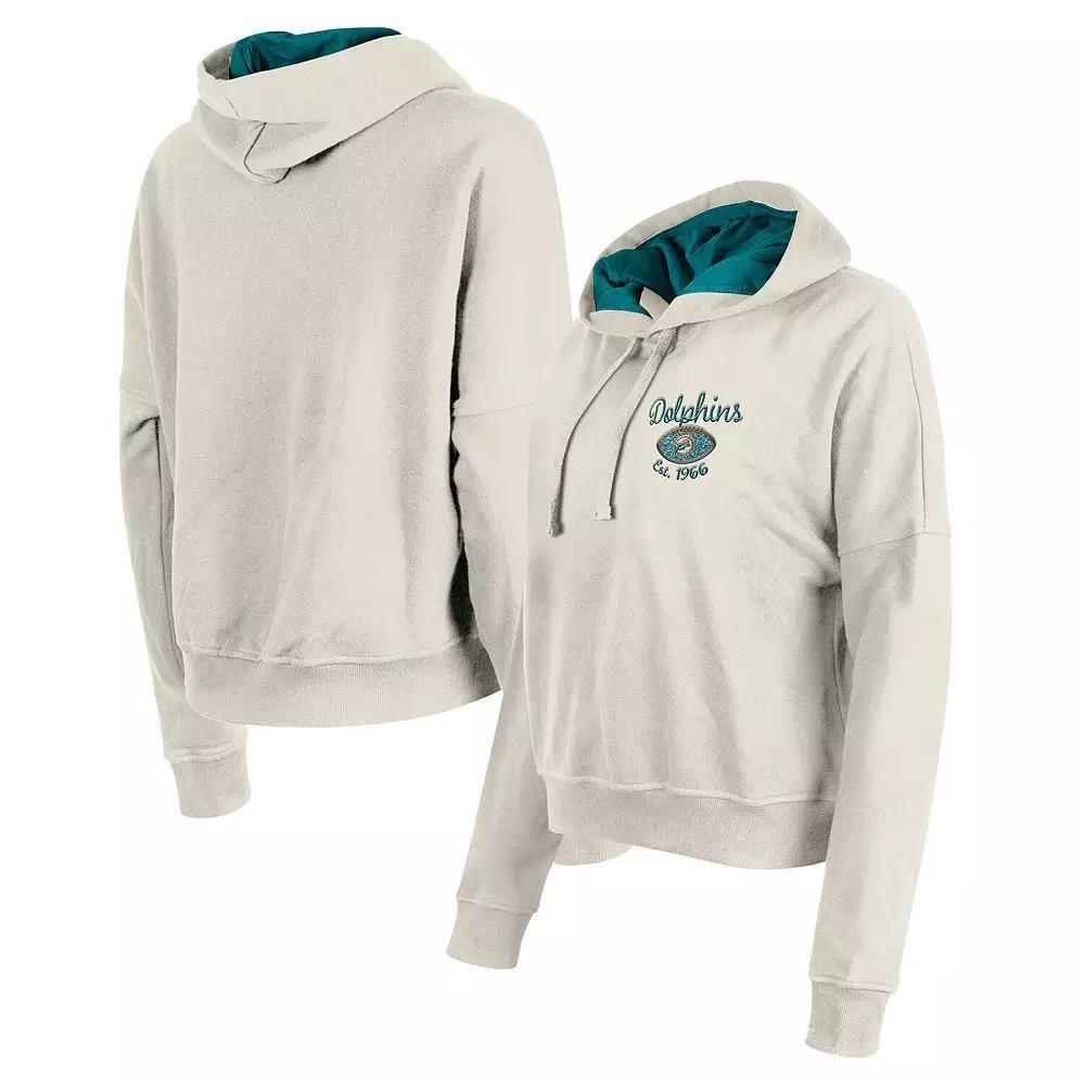 Women's New Era Cream Miami Dolphins 3rd Down Historic Pullover Hoodie, Size: XL, Beige Product Image