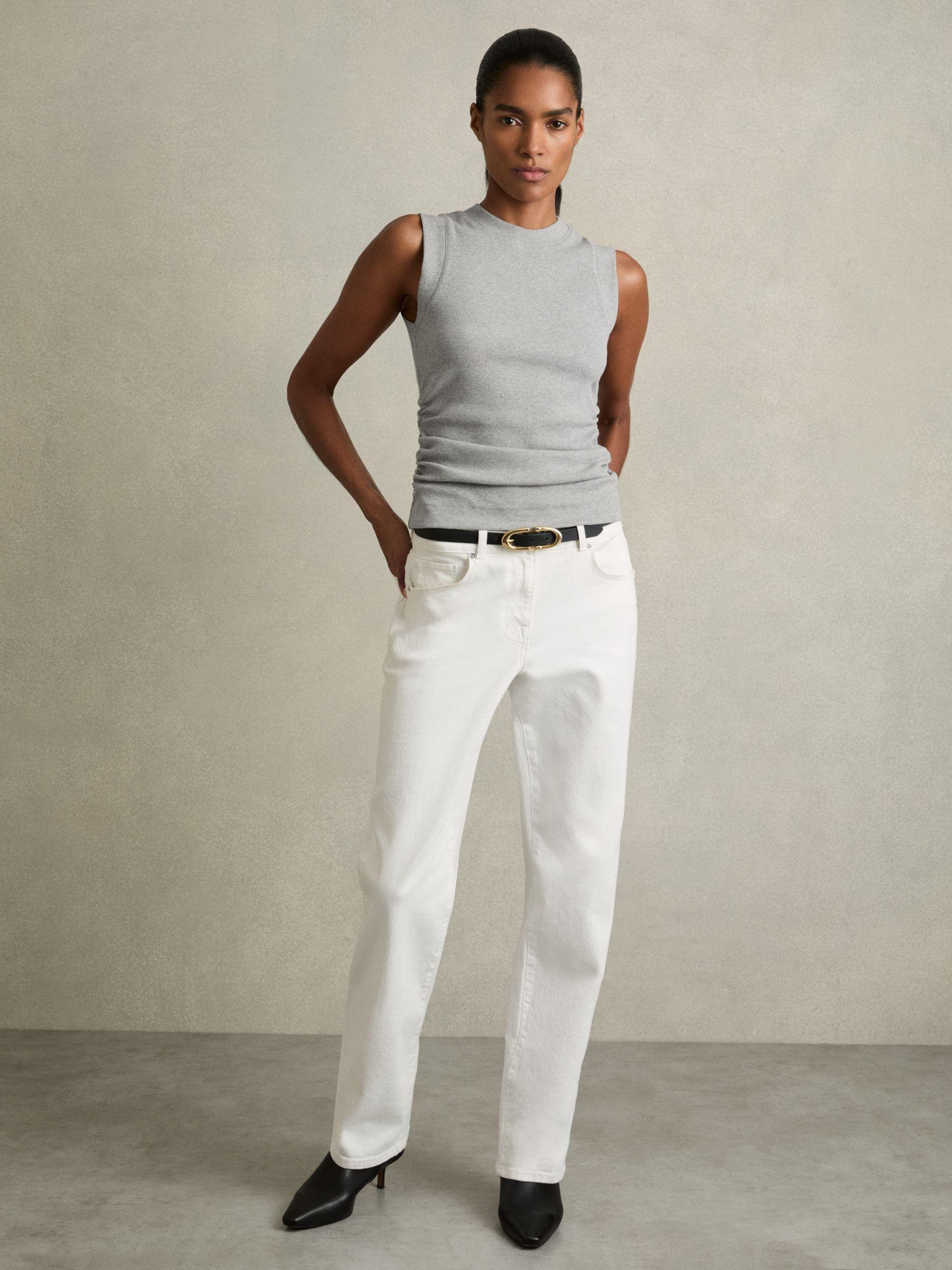 Ribbed Ruched Waist Vest in Grey Marl Product Image