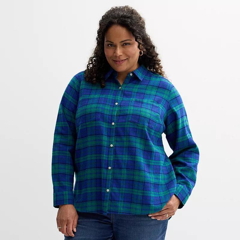 Plus Size Croft & Barrow® The Extra Soft Plaid Flannel Shirt, Women's, Size: 4XL, Purple Fall Plaid Product Image