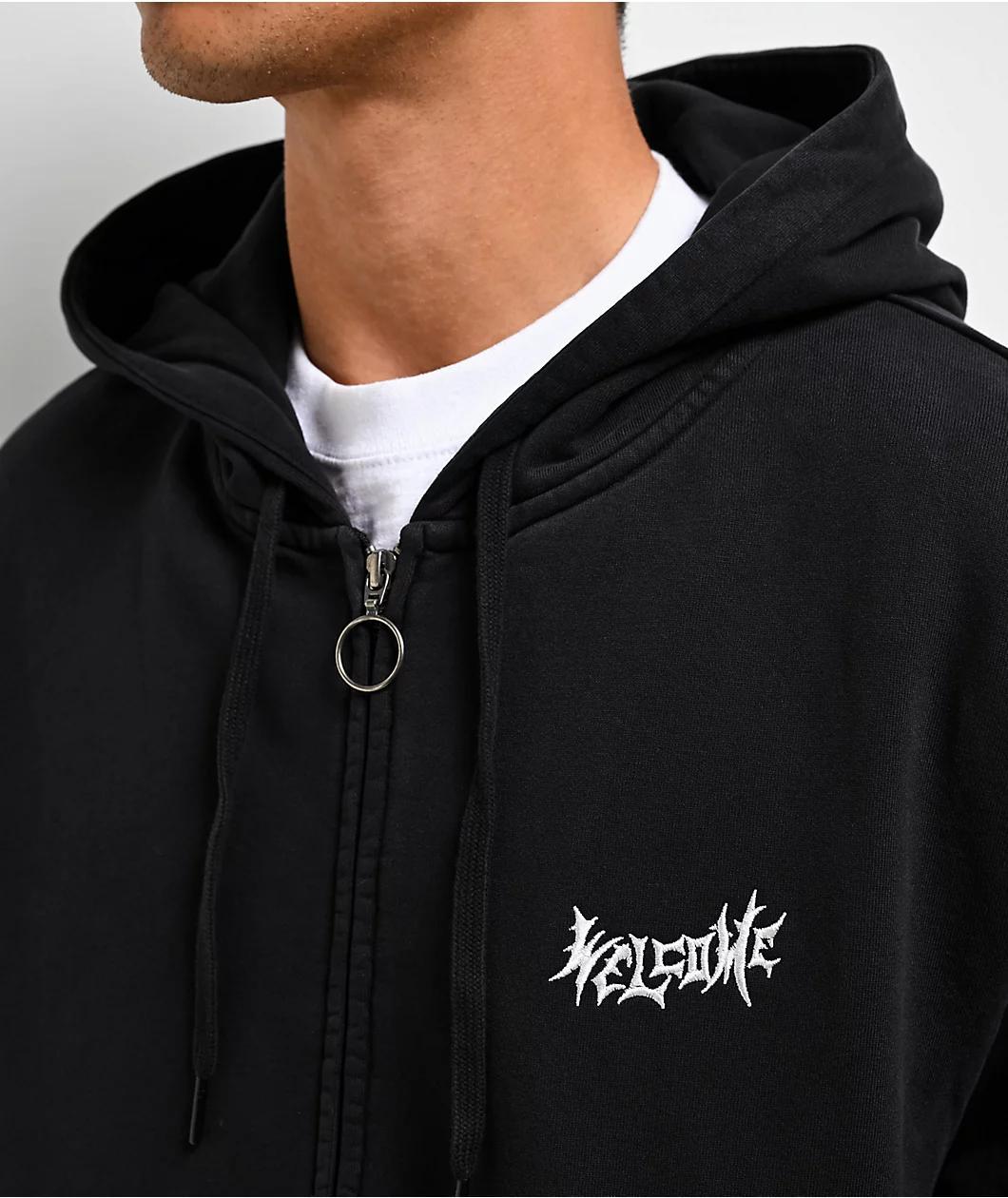 Welcome Nephilim Black Pigment-Dyed Zip Hoodie Product Image