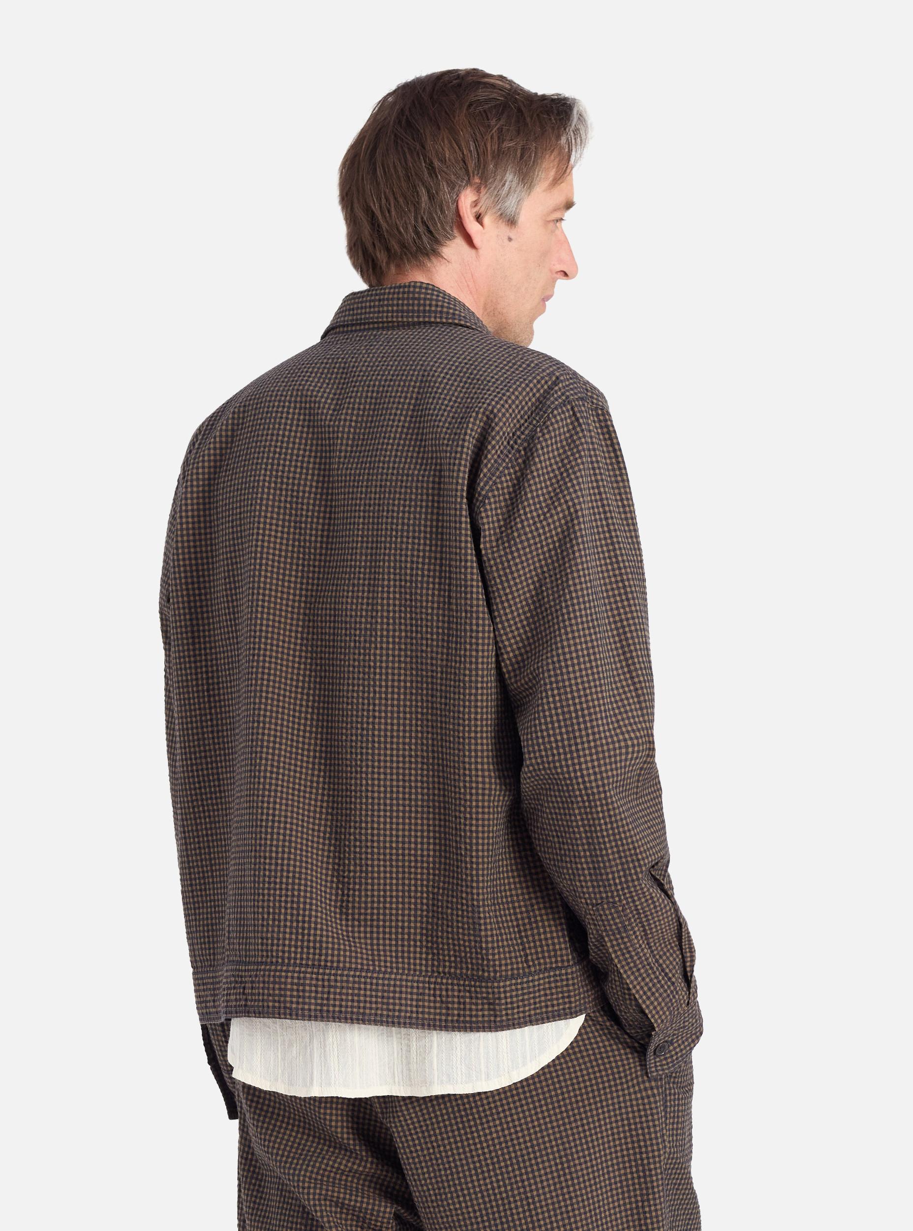 Universal Works Zip Uniform Jacket in Navy Japanese Seersucker Product Image