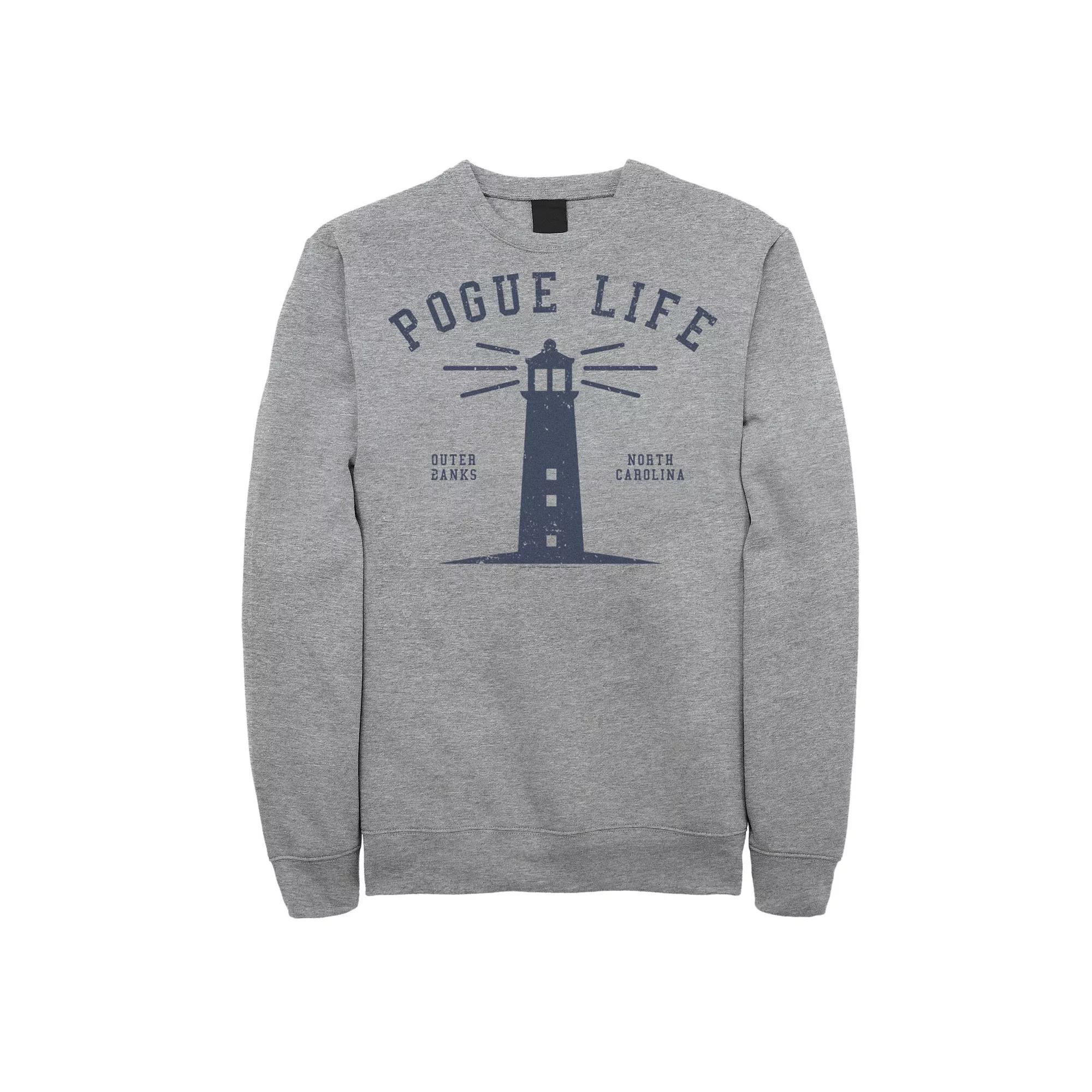 Men's Outer Banks Pogue Life Lighthouse Sweatshirt, Boy's, Size: Medium, Athletic Grey Product Image