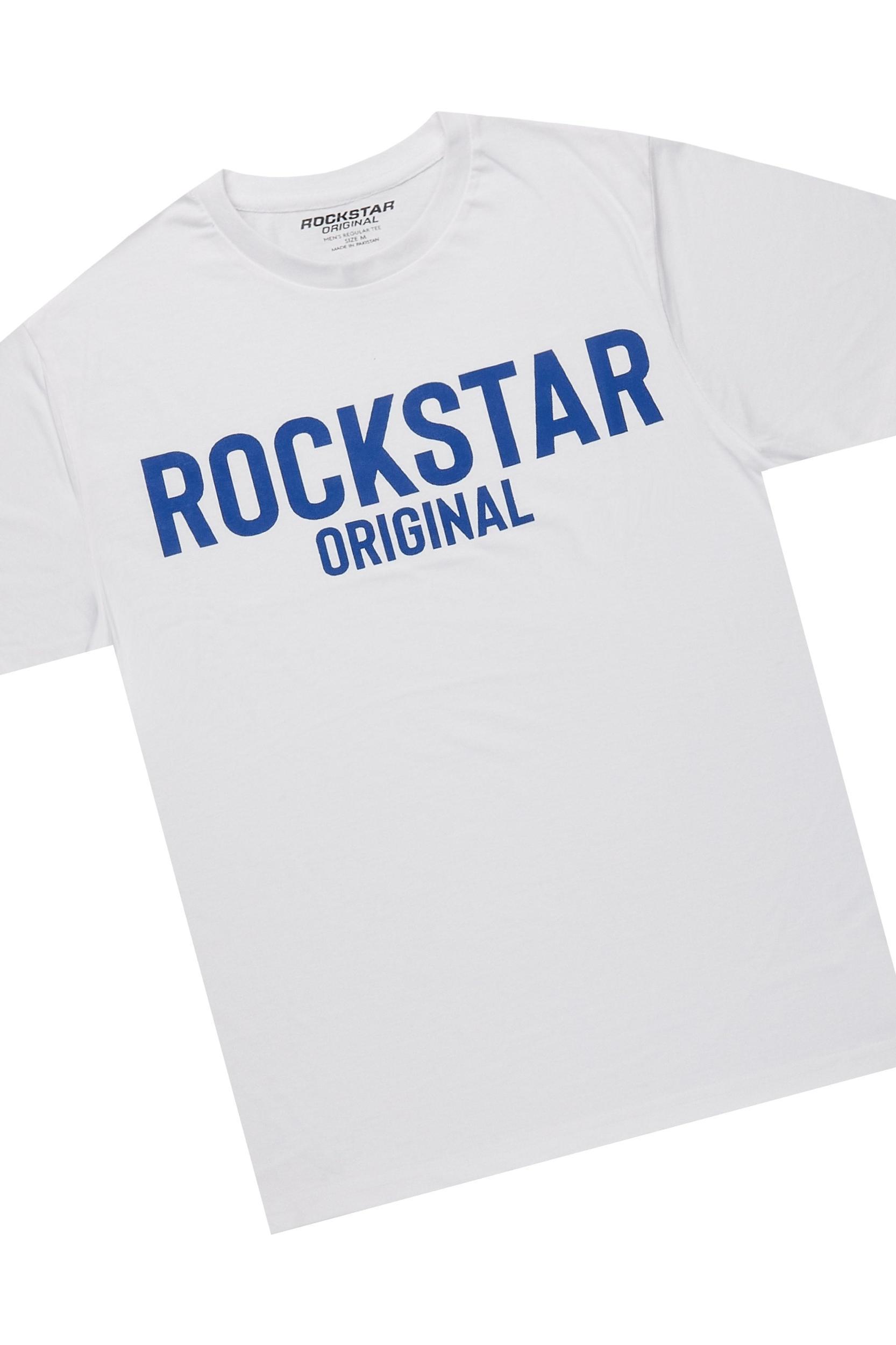 Sana White/Royal T-Shirt/Dag Stacked Flare Jean Set Male Product Image