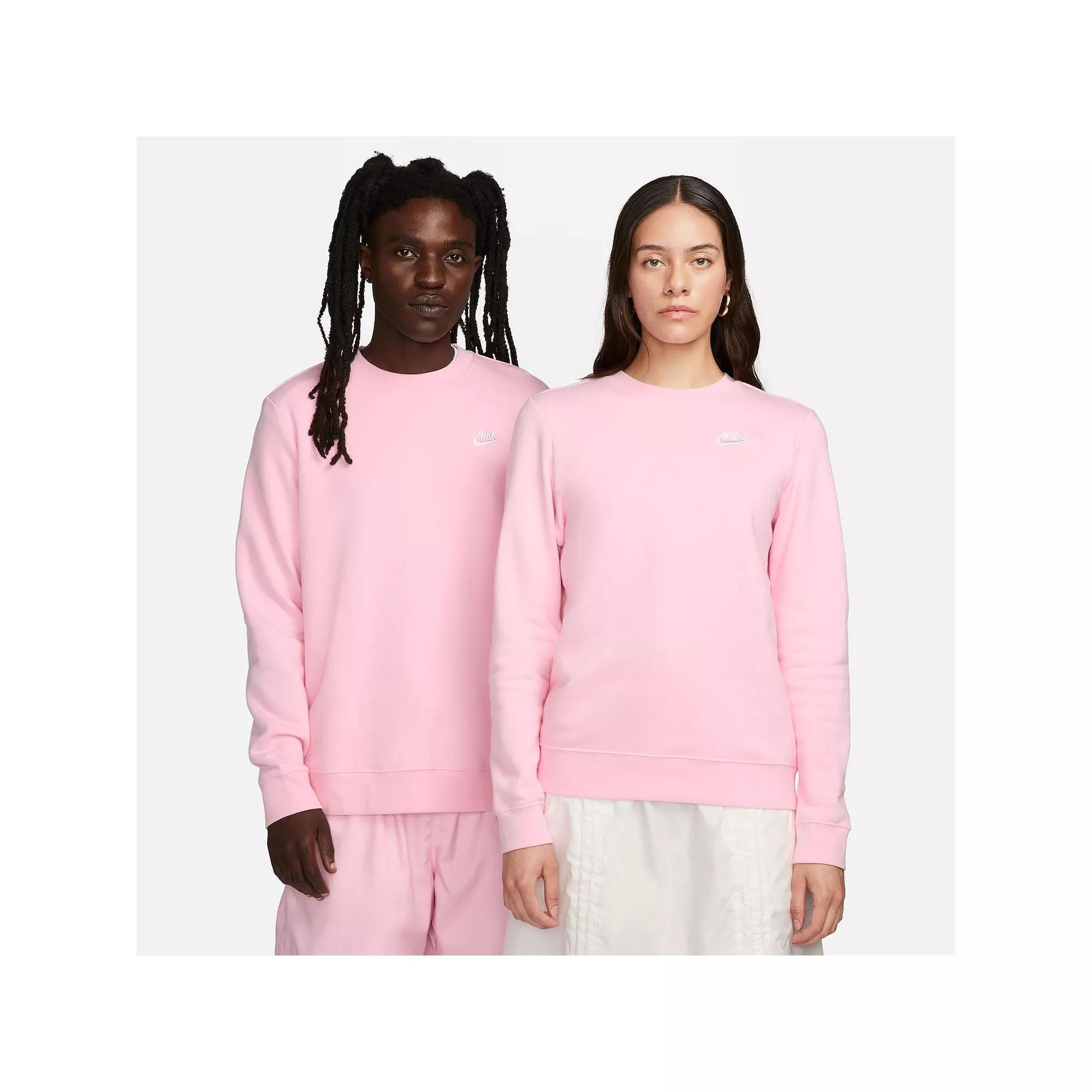 Women's Nike Sportswear Club Embroidered Logo Fleece Crewneck Sweatshirt, Size: XS, Soft Pink Product Image
