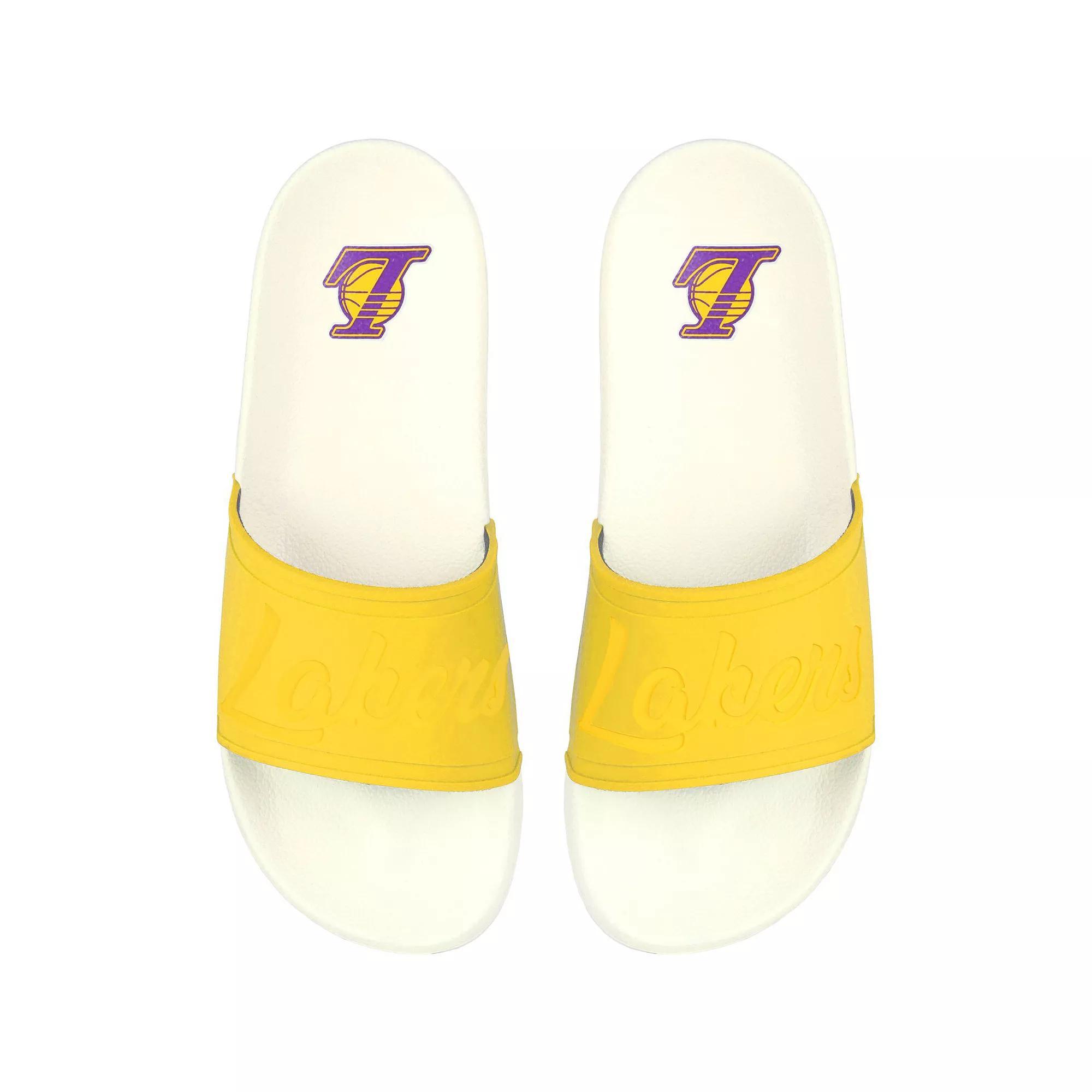 Women's FOCO Los Angeles Lakers Script Wordmark Slide Sandals, Size: 5/6, White Product Image